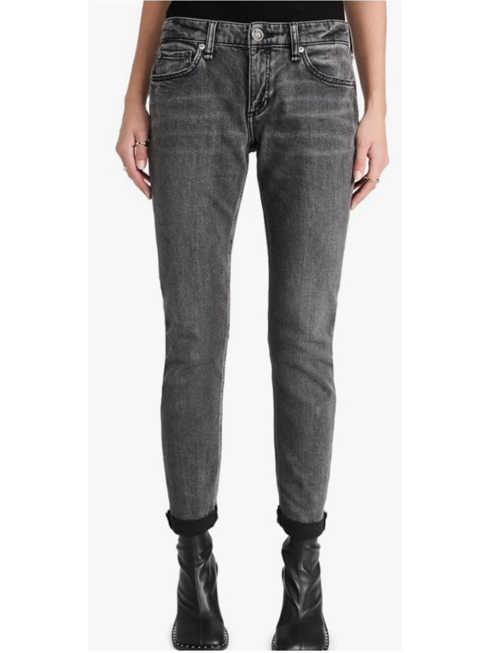 rag & bone Dre Seraphina Washed Black Grey Boyfriend Jeans ❤️❤️